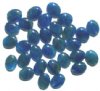 30 12x9mm Flat Oval Dark Blue with Yellow Marble
